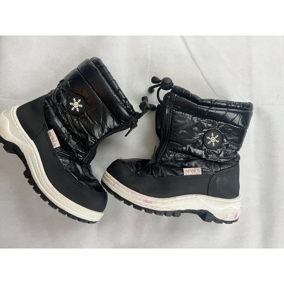 Apres by Lamo Youth Kids Winter Boots Zip Closure White Black Size US 12Y - Picture 2 of 6